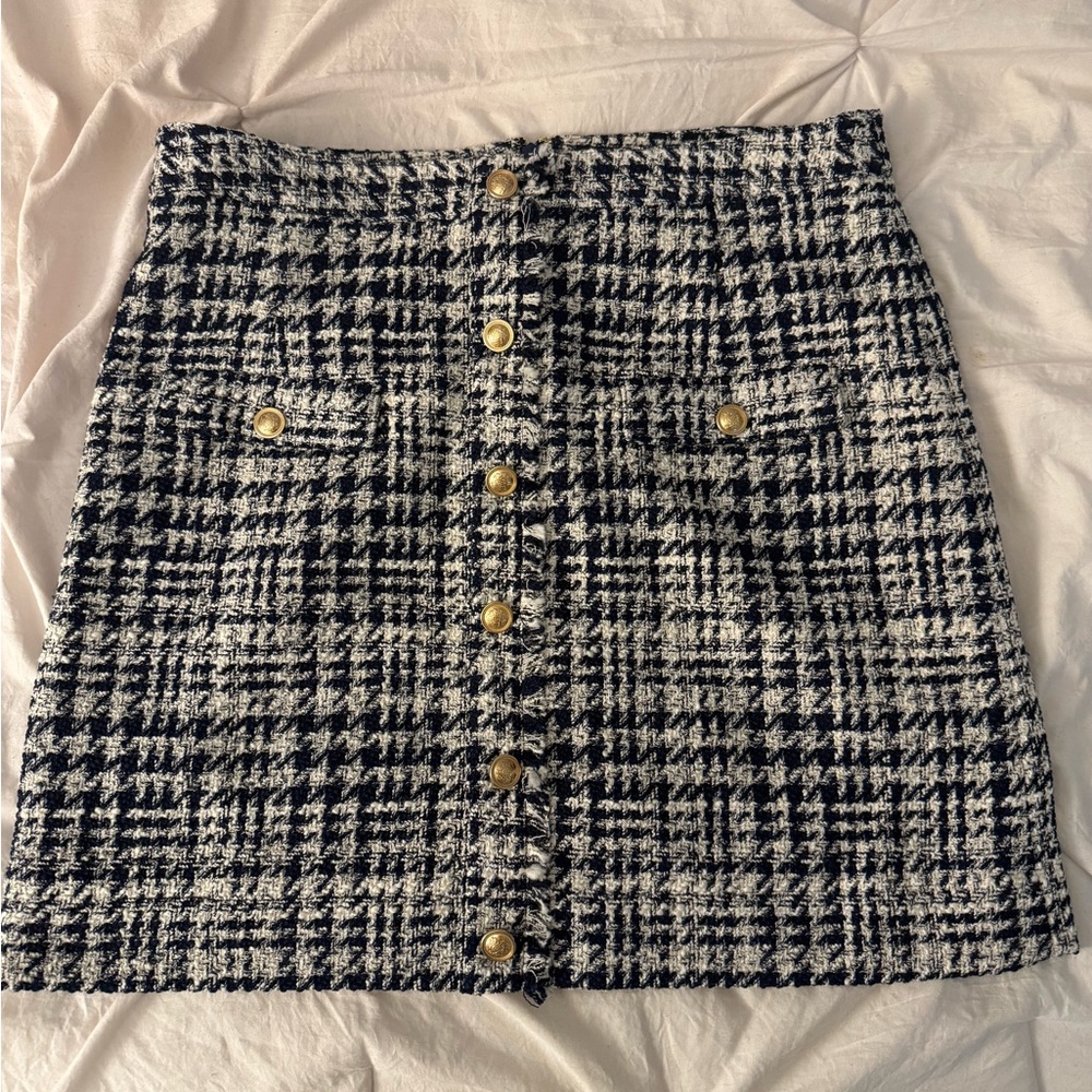 Vineyard Vines Navy and White Tweed Mini Skirt